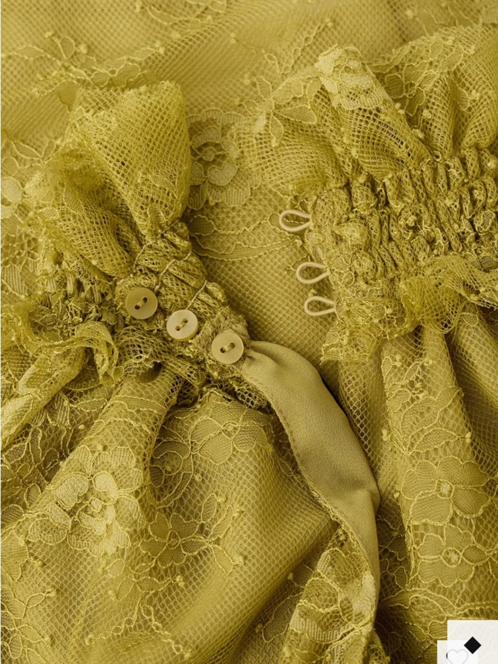 Mango Olive Green Lace Ruffled Neck Camisole LACE TOP WITH RUFF COLLAR 9104 - Picture 3 of 5